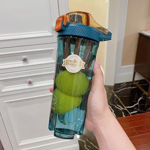 夏天刻度塑料水杯子男女学生大容量运动吸管简约便携太空水瓶户外