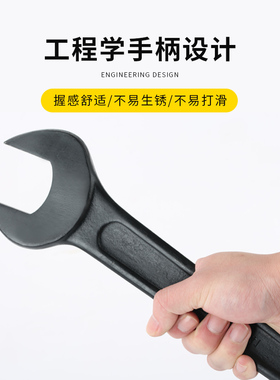 波斯重型单头呆扳手开口扳手敲击扳黑色重型岔口24-80 85 90 95mm