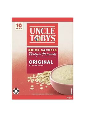 Uncle tobys即食燕麦粥原味 340g澳大利亚进口高膳食纤维健康营养