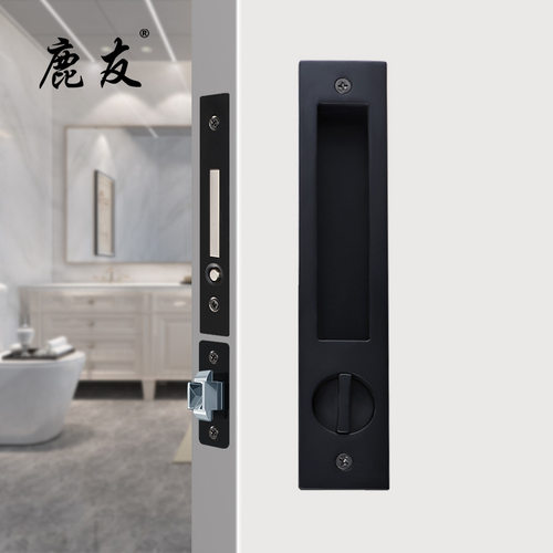 口袋门木移门锁推拉门锁黑色室内厨房阳台趟门折叠门内嵌隐形钩锁