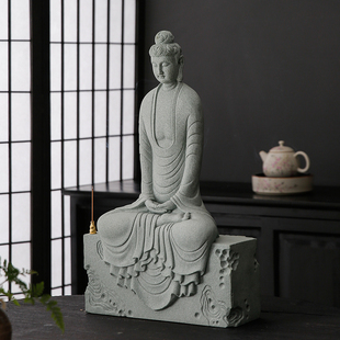 佛像摆件大号盘坐如来禅意垂衣家居客厅佛堂玄关桌面装 新中式 饰品