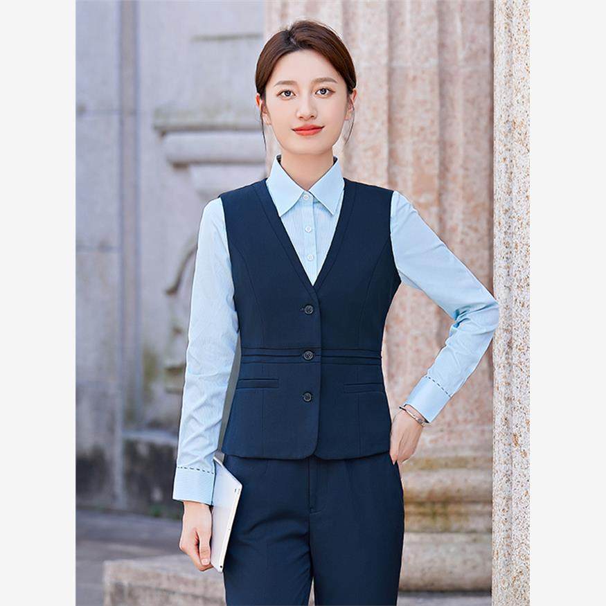 中国邮政工作服女马甲套装邮储工装邮局制服西装马夹裤子套装