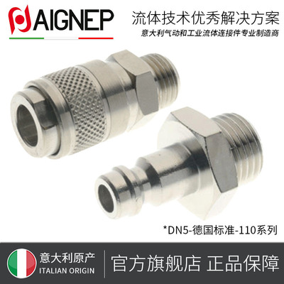 安耐铜镀镍MIGNON标准快换接头 直外螺纹公头 母头001/211AIGNEP