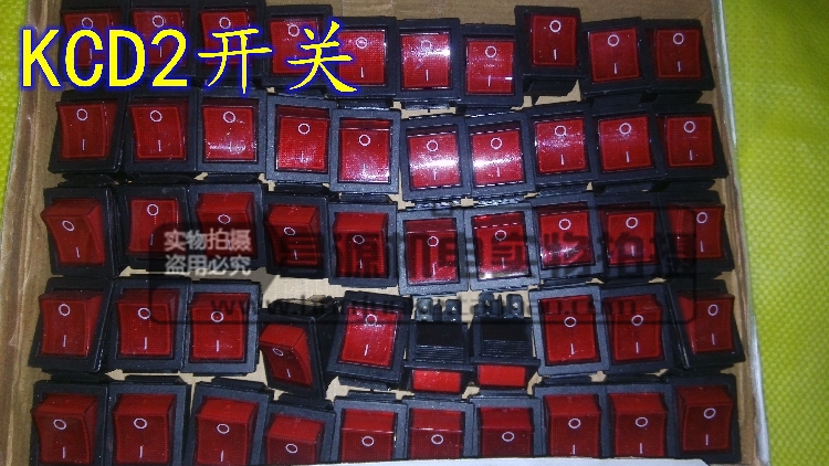 船型开关KCD2系列15A 250VAC翘板铜触点6脚铜片带灯电源开关