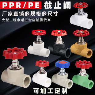 ppr截止阀水管开关4分20 PE阀门加厚铜芯止水阀门配件 32升降式