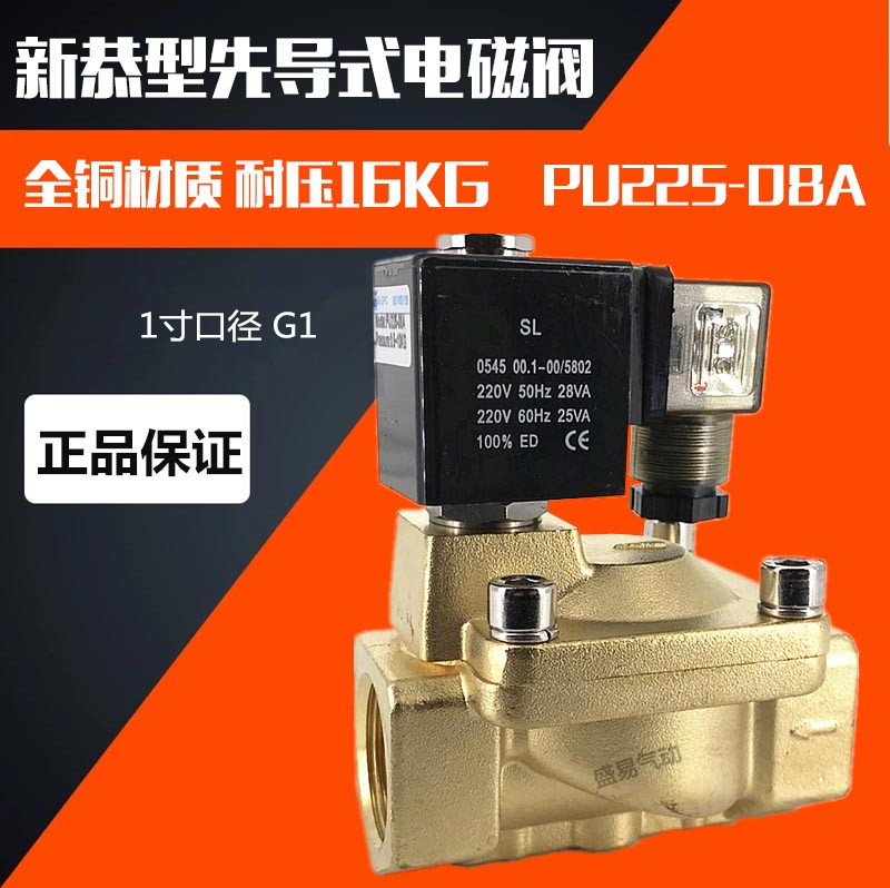 PU225-08A 先导式电磁阀SLP-25水阀气阀 新恭电磁阀 AC220V SLGPC