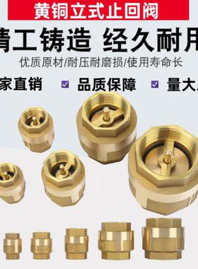 方威 加厚全铜内丝止回阀水管水表止逆阀弹簧单向阀立式4分6分1寸