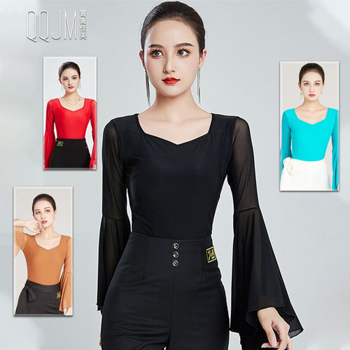 舞服新款连体上衣喇叭袖
