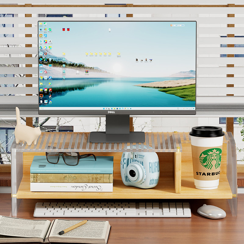 电脑置物架多功能桌面收纳整理架显示器垫高散热神器亚克力放置架