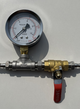 60MM压力表 10bar 150psi 相当于10公斤 10KG/CM2 加三通宝塔接头