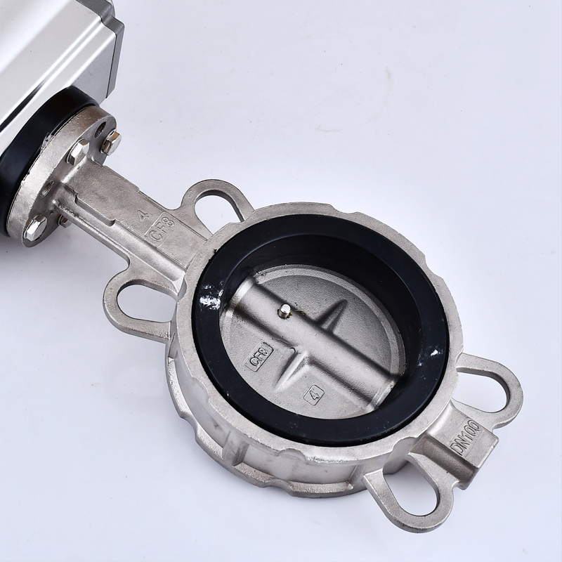 AT304不锈钢气动对夹式蝶阀D671X/F-16P气动蝶阀/对夹蝶阀DN65 80