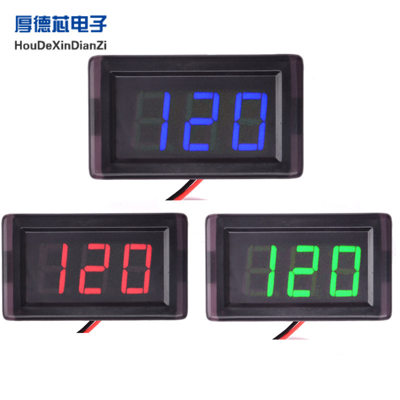 DC5V-120V电动车数显电压表LED数码管三位数显防水款两线0.56寸