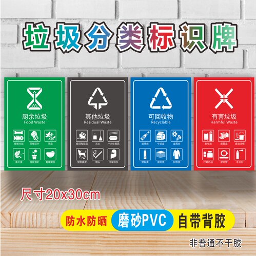 新版垃圾分类贴纸标识有