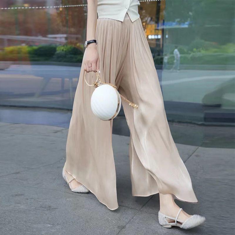 琉璃金丝高腰阔腿裤女休