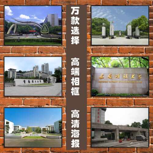 重庆名校海报西南政法邮电科技理工大学校园风景校训相框装饰挂画