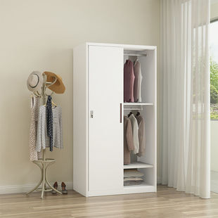 铁皮衣柜家用推拉门卧室储物柜防潮钢制带锁加厚儿童衣柜