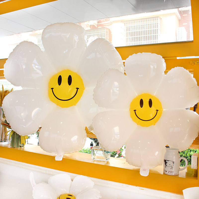 韩国ins风太阳花朵小雏菊造型铝膜气球生日派对背景场景装饰布置
