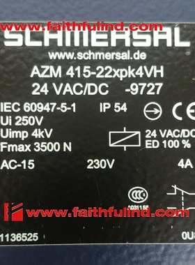议价Schmersal 101136252 施迈赛安全开关 AZM 415-22XPK4VH-9727