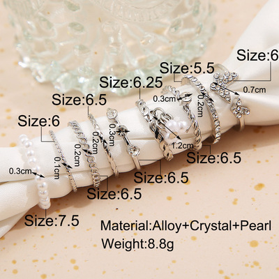 Butterfly Diamond-encrusted Ring Student Joint Ring Set装饰