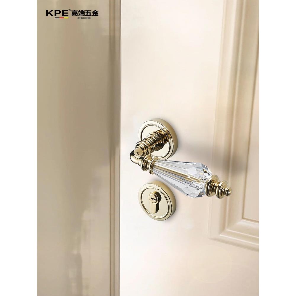 奶油风水晶门锁室内轻奢