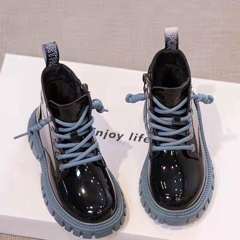 2023 New Winter Children Shoes PU Leather Waterproof Ankle B