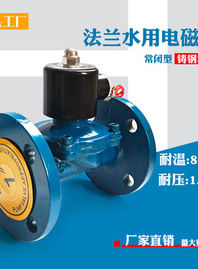铸钢法兰电磁阀电磁控制阀220v24v放水水管开关阀电阀常闭水阀厂