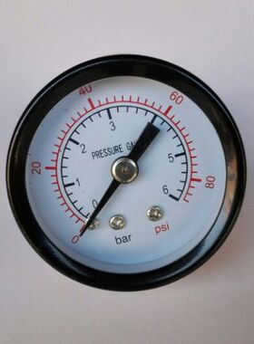 轴向压力表 Φ40mm 0～6bar/80psi（6bar=0.6mpa）pt1/8 y-40z
