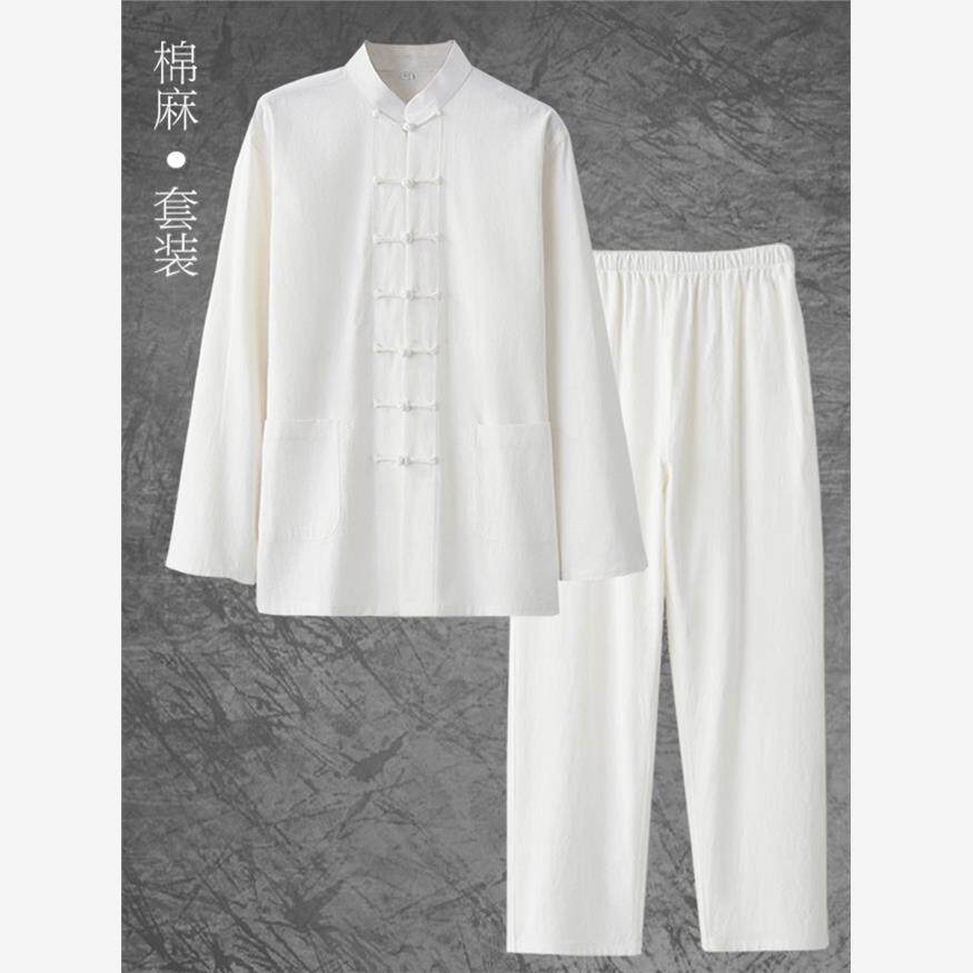 夏季棉麻新中式国风盘扣唐装男女练功太极服休闲居士服长短袖衬衫