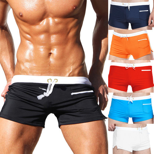 Tie Front Zip Pocket BoxerShorts系带拼接正面拉链口袋平角短裤