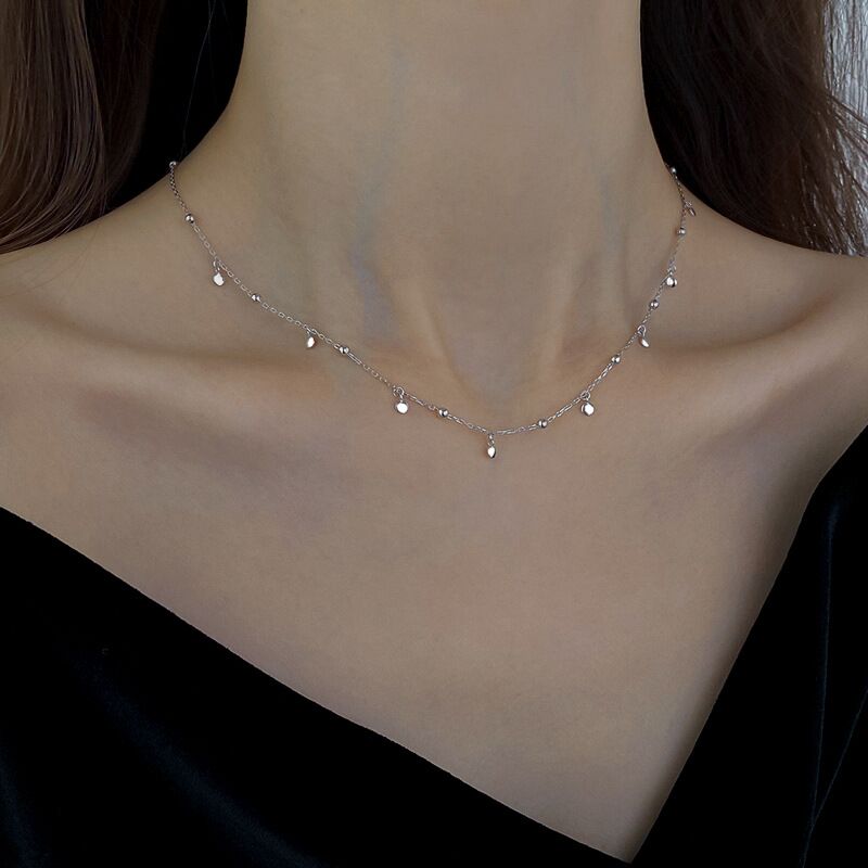 Real 925 Sterling Silver Geometric Round Choker Necklace For