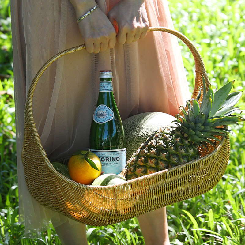 文艺复古红酒礼品篮子野餐篮多功能水果篮创意仿藤编手提篮婚礼