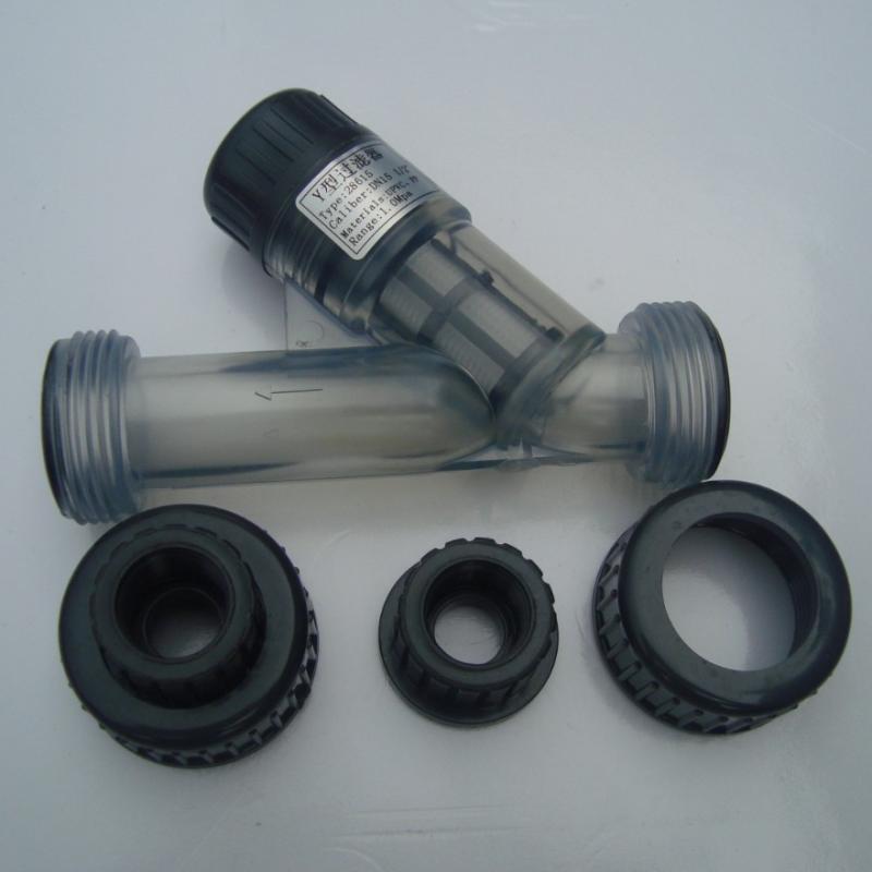 内丝/法兰式UPVC塑料Y型过滤器DN15/20/32/40管道286型液体水带网