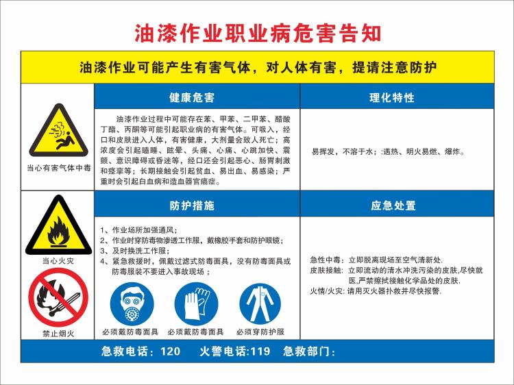 定做油漆职业危害病告知