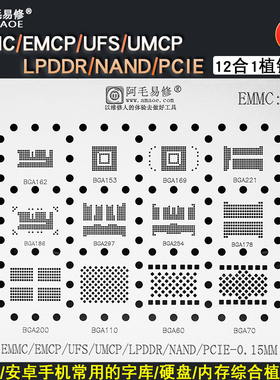 EMMC/EMCP/UFS/UMCP/LPDDR/PCIE/NAND字库硬盘内存植锡钢网BGA297