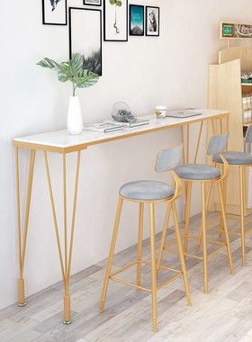 Nordic marble bar tables chairs long high iron dining table