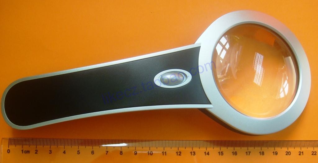 实验手持放大镜 6倍高清 带LED灯 阅读鉴赏放大镜 送3节高能电池