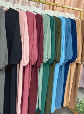 马来服装印尼沙特大摆纯色宽松舒适款长袍女Arab women long robe