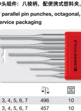 瑞士PB Swiss Tools PB 750B 755B CN吸塑装八棱柄销式冲头