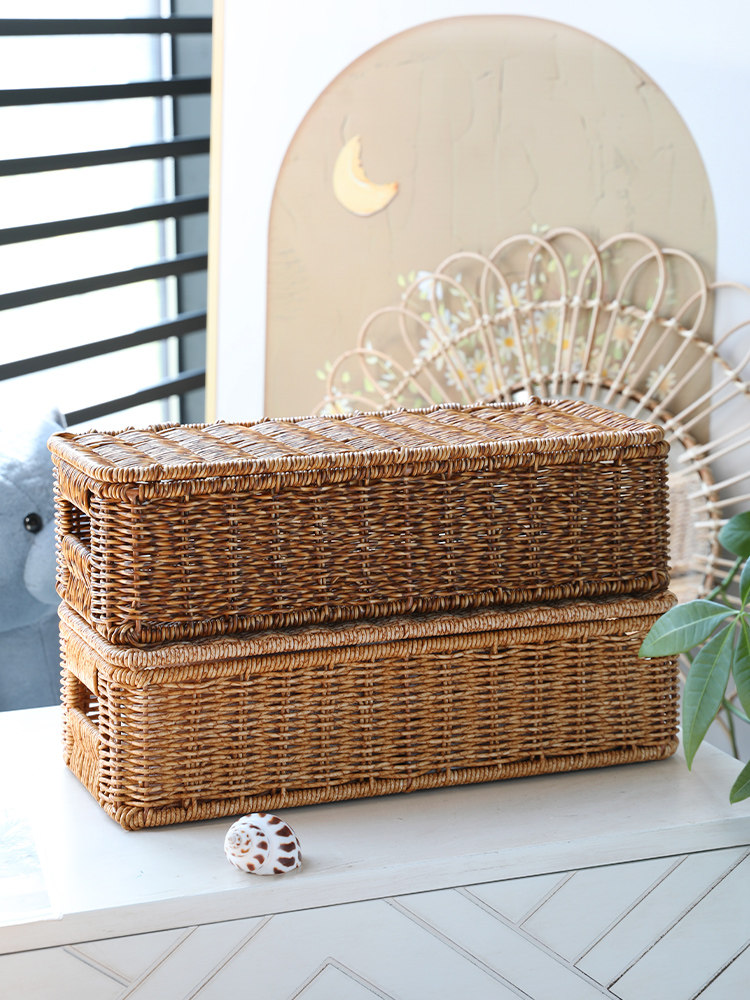 扁平桌面收纳盒仿藤编入户玄关钥匙杂物盒首饰礼物包装盒子编织篮,手表,配件,淘宝优惠券,粉丝福利购,淘宝优惠卷