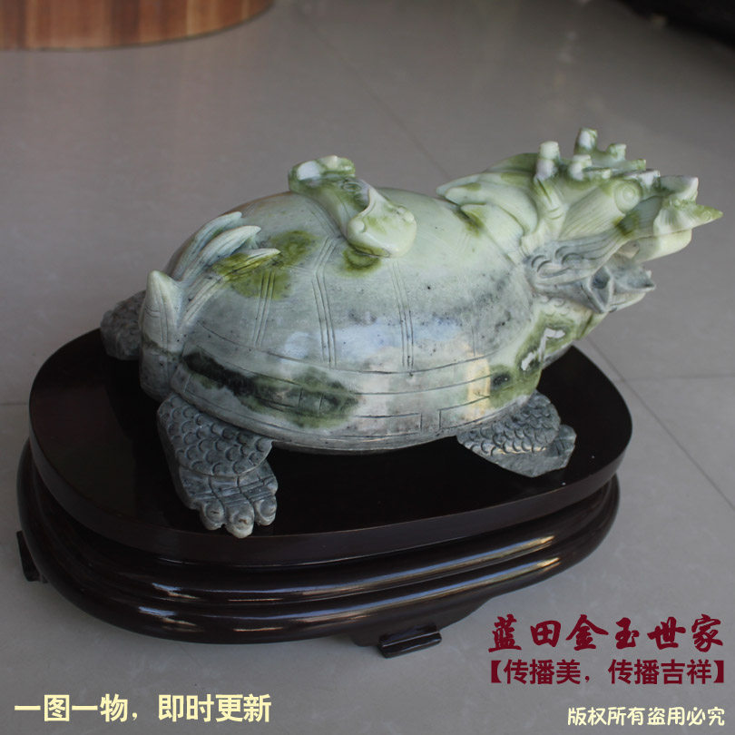 玉川老料蓝田玉摆件玉龙龟摆件玉龙摆件玉龟收藏品老坑蓝田玉真玉