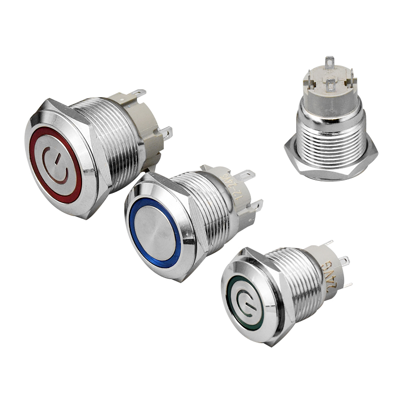 10A大电流金属按钮开关自锁复位环形电源符号标志LED灯16/19/22mm