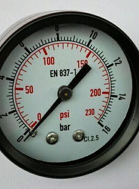 气动压力表（MA-50-1.6-ZG1/4-MPA,C445)轴向 压力16bar 230psi