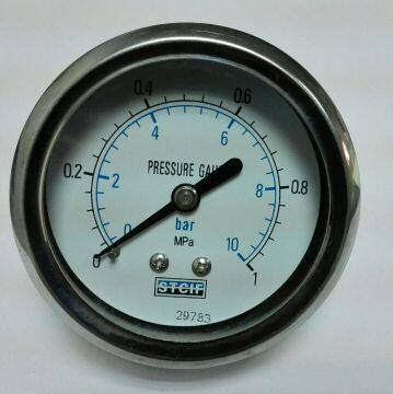 轴向不带边压力表 y-60z pressure gauge 0～1mpa 0～10bar stcif