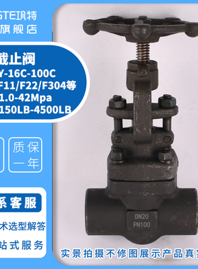 高压焊接截止阀J61Y/H-16C-100C800LB碳钢合金钢内螺纹承插焊阀门