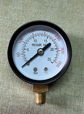 铜螺纹npt1/8 立式压力表 直径5cm 压力0到25bar-350psi pressure