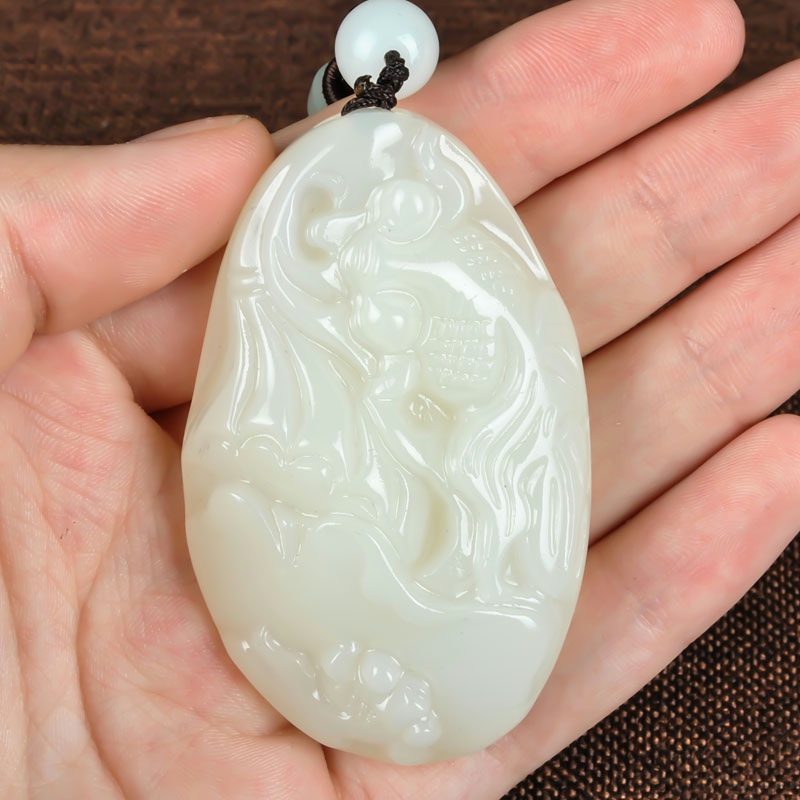 玉翡缘玉器新疆和田白玉鱼 籽料玉鱼手把件挂件玉鱼手玩件腰件