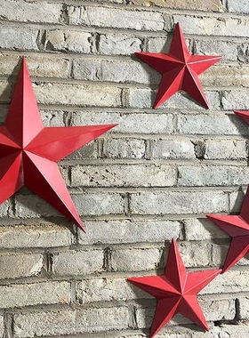 五角星挂饰工业风金色红色党章铁艺别墅红色风景区外墙装饰挂件