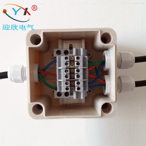 户外防水接线盒塑料 工程一进两出32A分线盒强电接线盒带6位端子