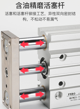 TCM三杆三轴MGPM12/16/20-25/32-10/*30/40x50/75Z带导杆可调气缸
