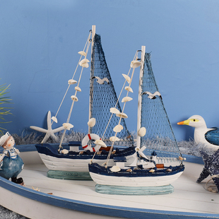 地中海装 饰品 饰贝壳船一帆风顺帆船模型摆件工艺礼品海盗船家居装